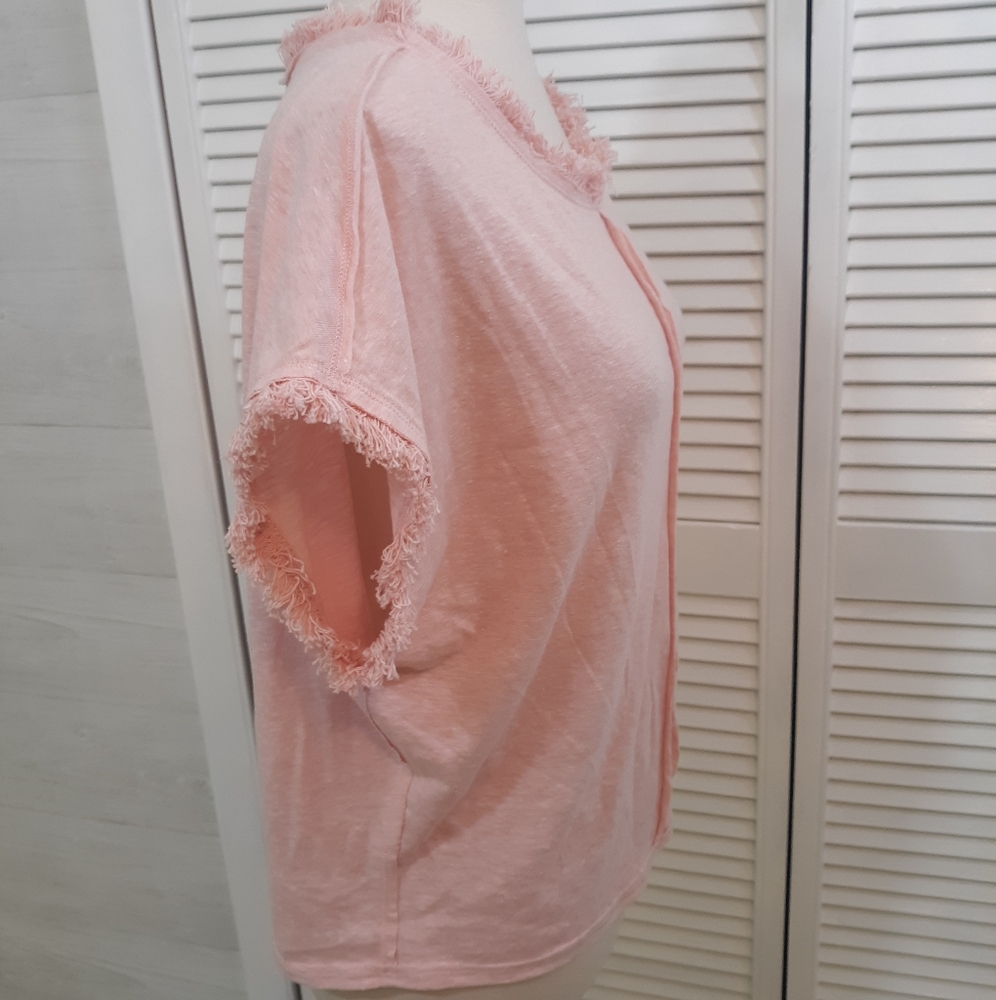 Jessica Simpson oversized frayed blush top small *C2 - Picture 4 of 5